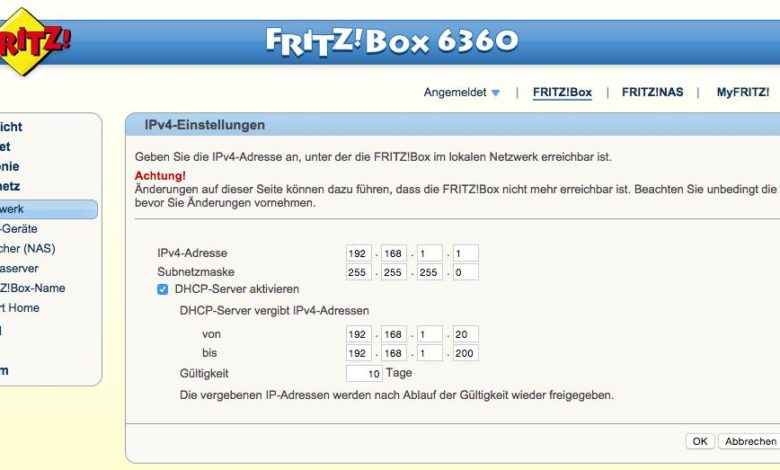FritzBox IP-Einstellungen