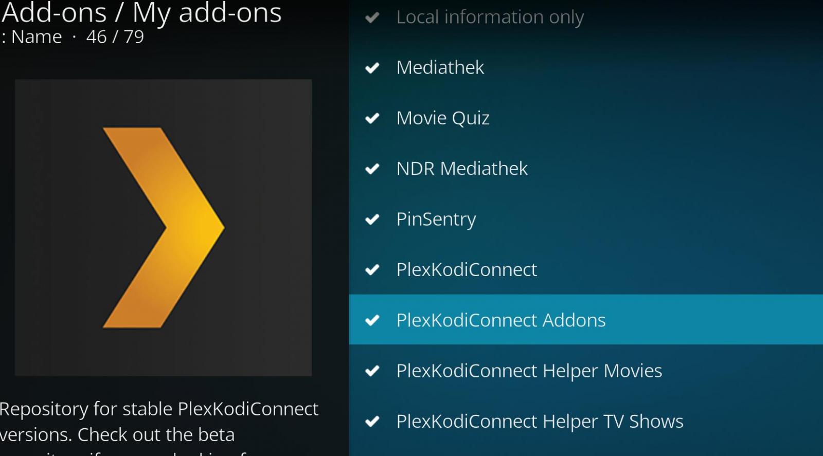 PlexKodiConnect Addons ist NICHT der Eintrag der Addons, sondern des Repositories. Prüft doch mal.