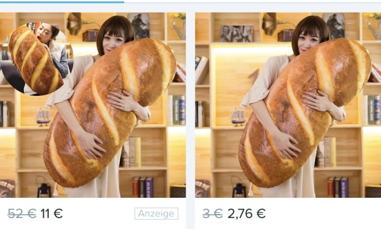 Ein Brot-Kissen – wer braucht es nicht? (Screenshot Wish-App)