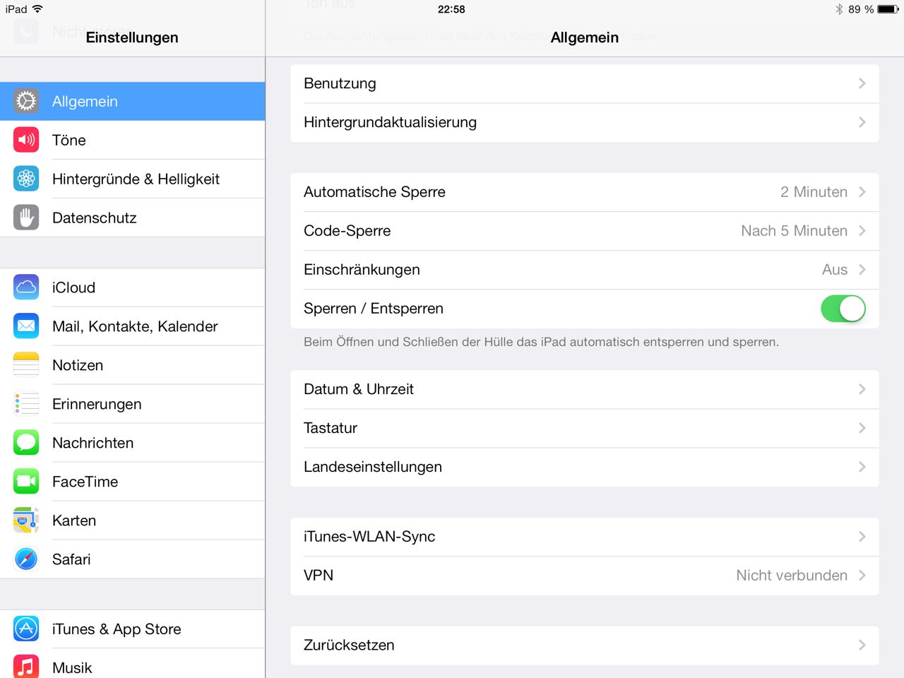 iOS 7 Einstellungsmenü