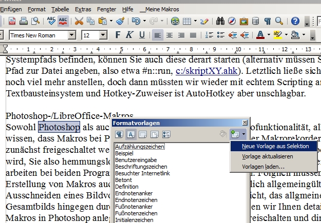 OpenOffice-Formatvorlagen