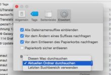 Mac OS X Sucheinstellungen