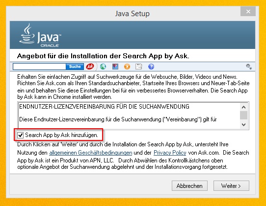 Java Update Werbetools