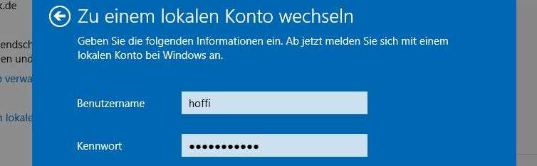 Windows 10 lokales Konto