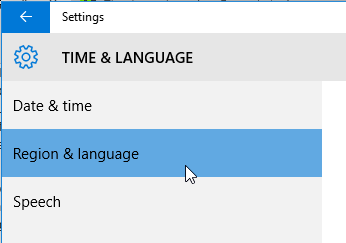 windows 10 time and language