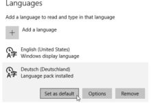 Windows 10 default language
