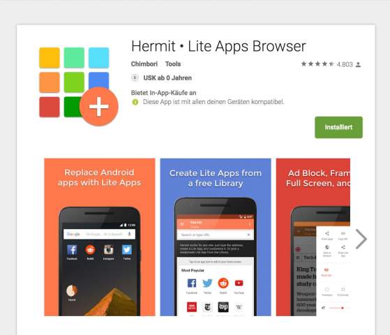 Hermit Browser Lite-Apps