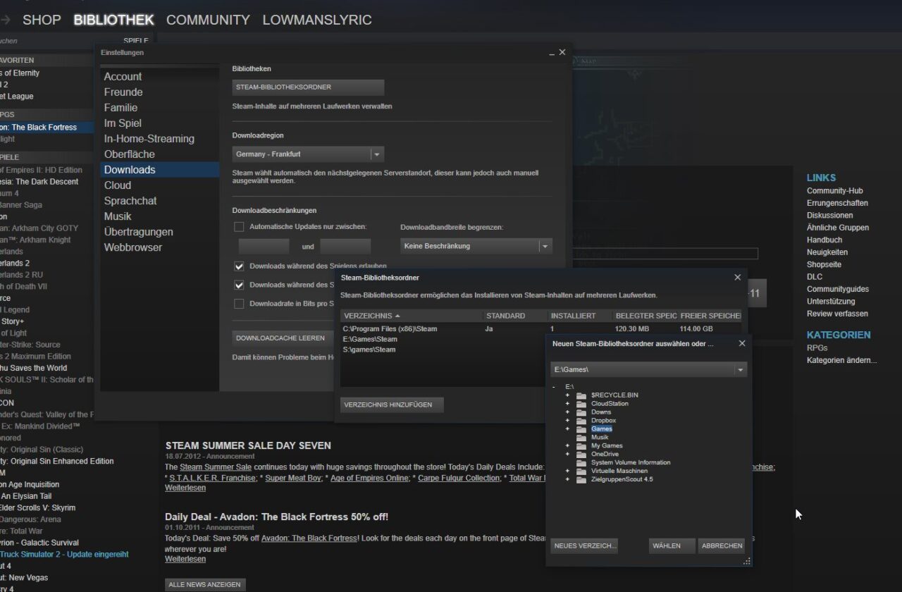 Anleitung SteamSpiele auf eine andere Festplatte verschieben Der Tutonaut