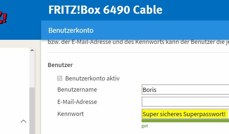 Fritzbox neues Passwort