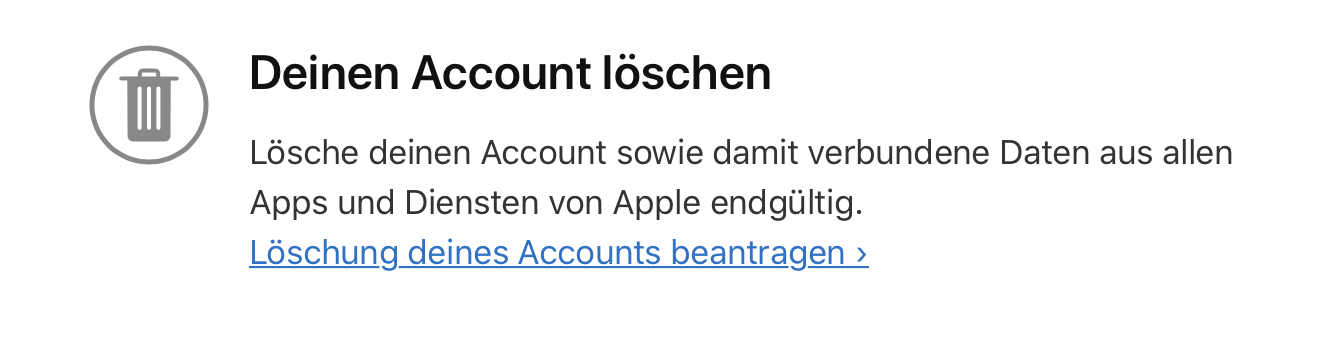 Den Apple-Account könnt Ihr hier einfach löschen.