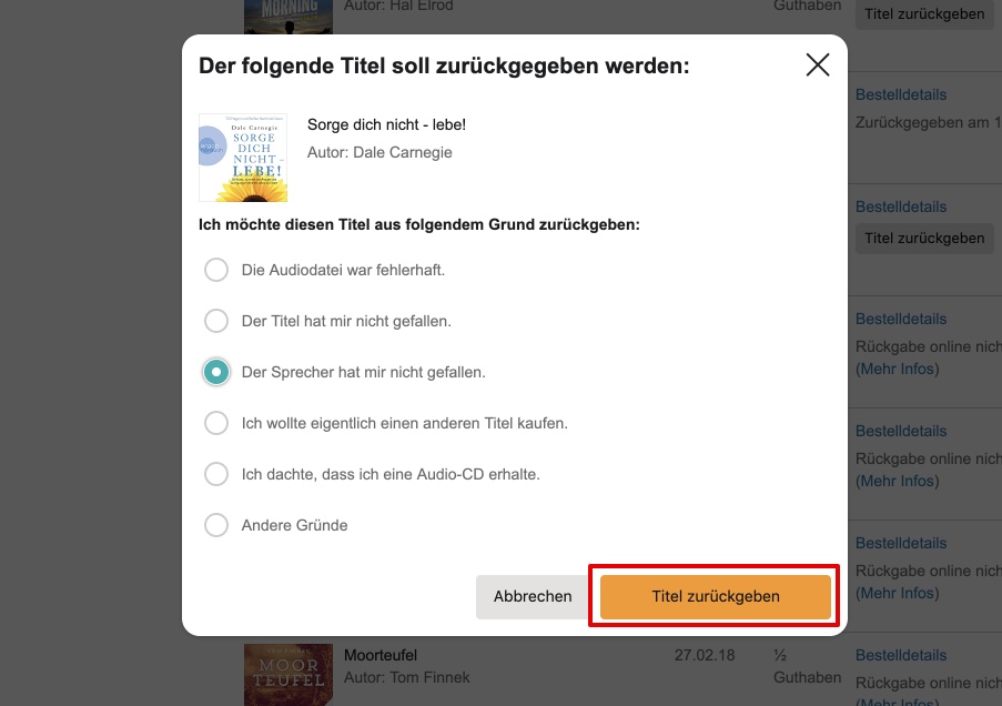 Anleitung Horbucher Bei Audible Zuruckgeben Und Umtauschen Tutonaut De