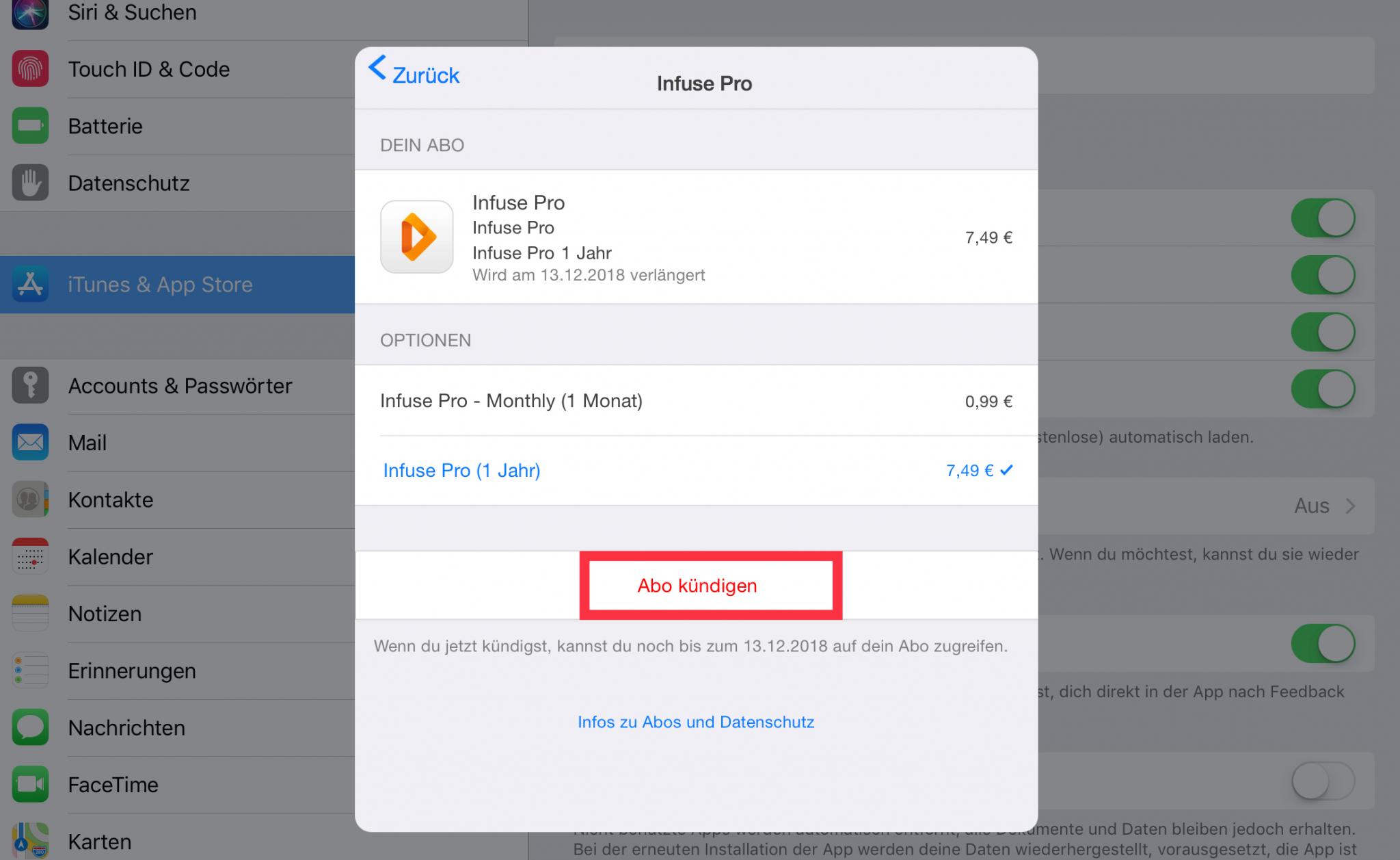 abos auf iphone kündigen