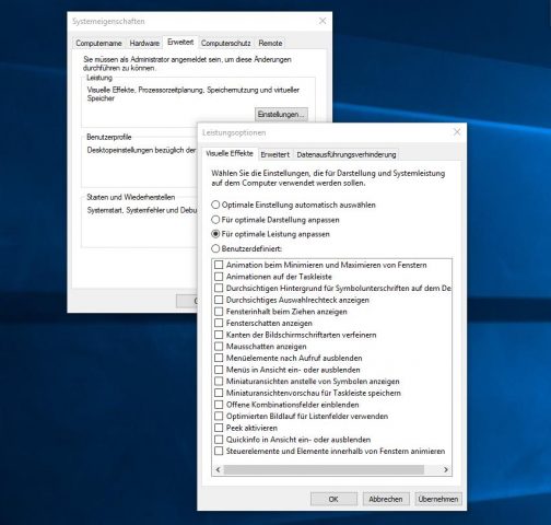 Windows 10 Leistung