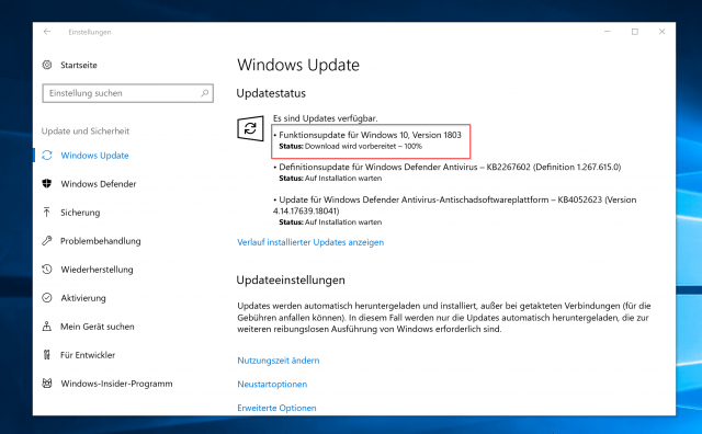 Windows Update 1803