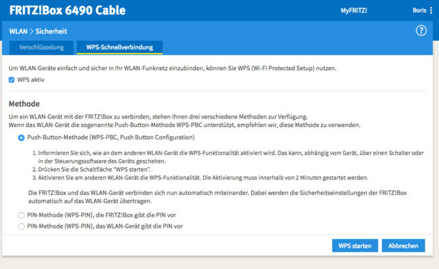 Fritzbox WPS aktivieren