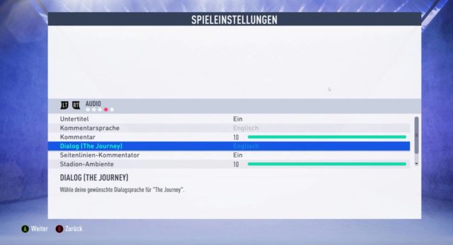 FIFA 19 Optionen Sprache