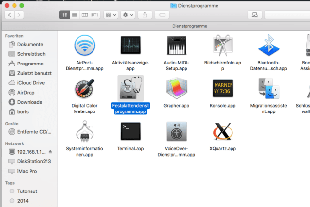 Festplattendienstprogramm macOS