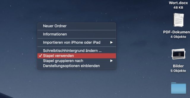 Bildschirmstapel aktivieren macOS