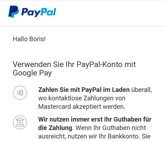Google Pay PayPal einrichten