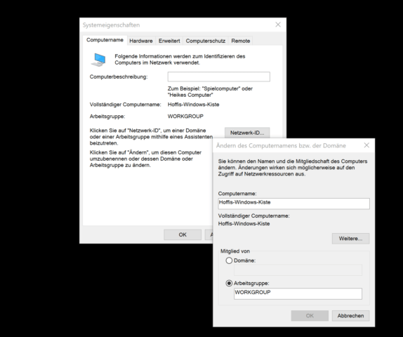 Windows 7 PC umbenennen