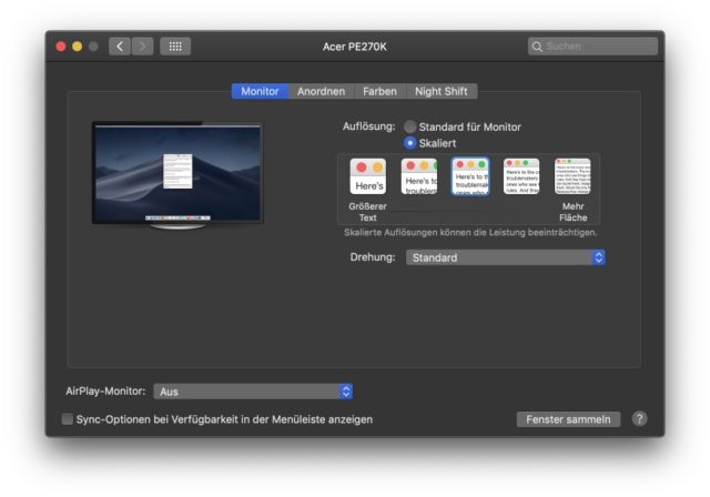 macOS Monitor Skalierung anpassen