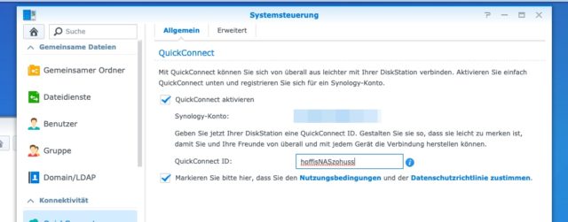 Synology QuickConnect aktivieren