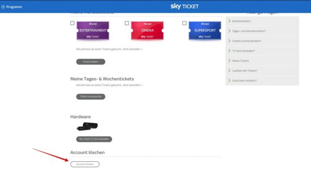 Sky Ticket Account Löschen
