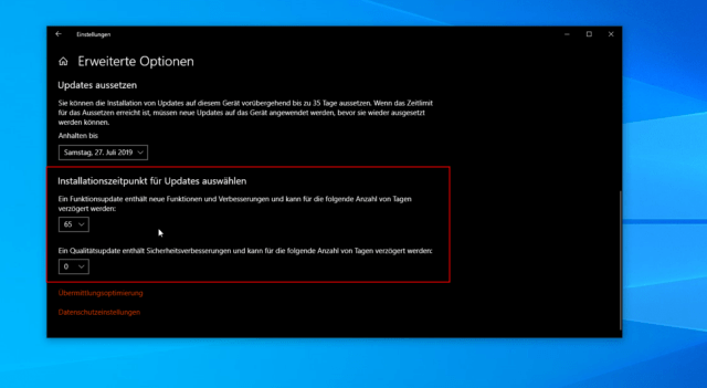 Updates zurückstellen Windows 10