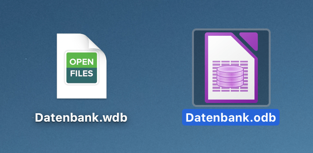 Umbenennen nach ODB, schon läuft die Datenbank unter Libre Office.