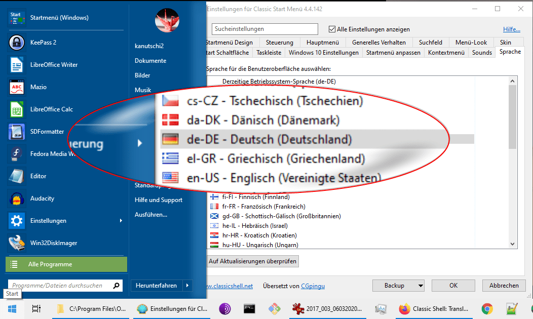 Change Open Shell To German Software Windows Tutonaut De