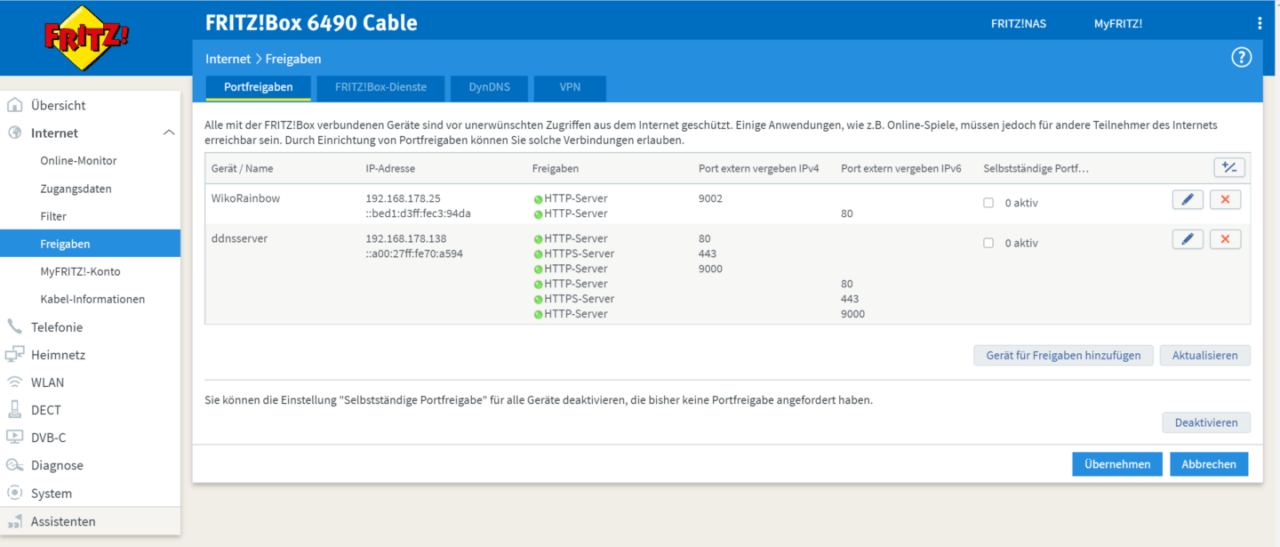 Portfreigaben auf der FRITZ!Box einrichten Tutonaut.de