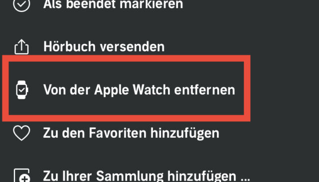 Audible Hörbuch löschen Apple Watch