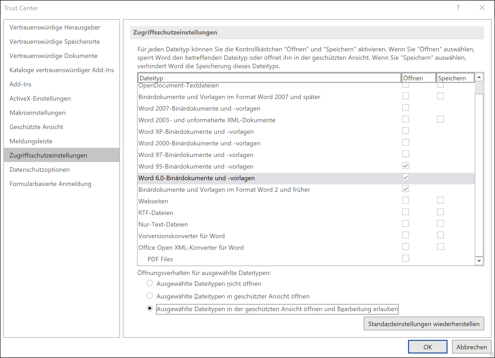 Alte WordDateien öffnen und als Docx sichern