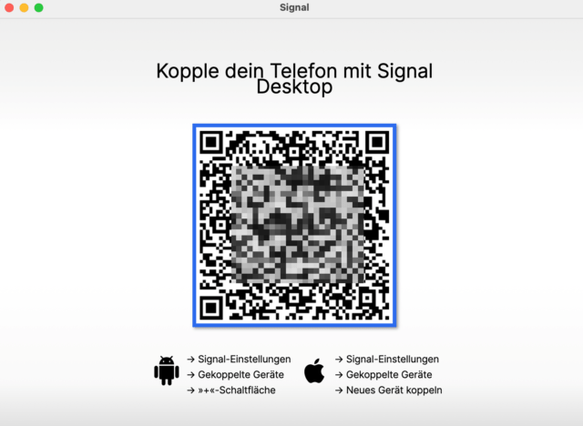 Signal Desktop wird genau so verbunden wie WhatsApp.