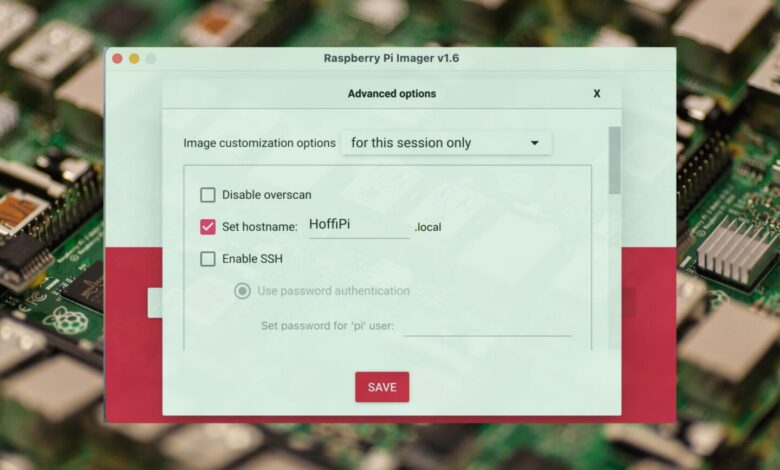 Raspberry Pi Imager Advanced Options