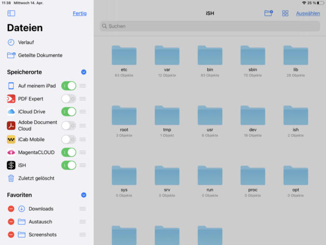 Mit der Files-App könnt Ihr Dateien mit dem iPad-Linux austauschen.