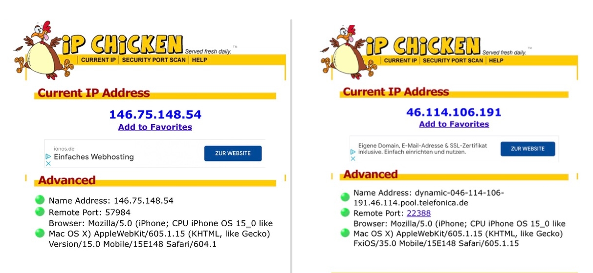 iPhone 15 Private Relay IP-Adresse