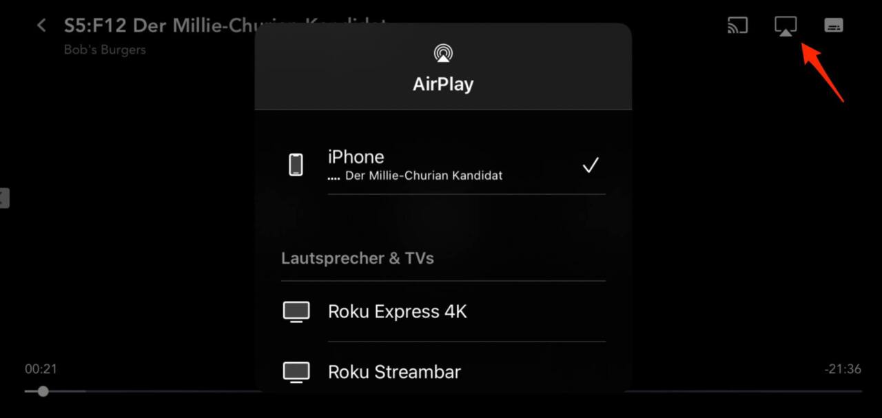 AirPlay Roku iPhone übertragen