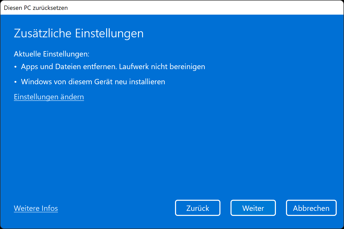 Windows 11 für den Verkauf zurücksetzen