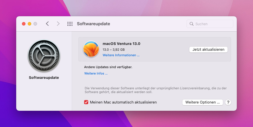 macOS andere Updates