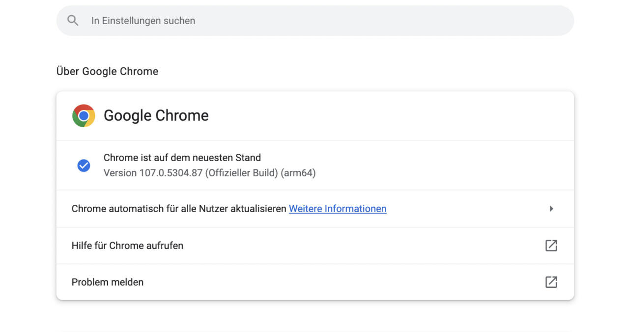 Google Chrome Update installieren