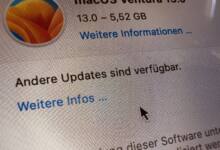 macOS andere Updates sind verfügbar