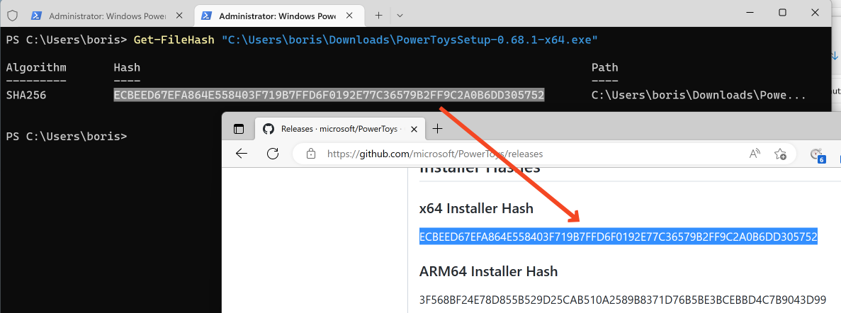 Datei-Hashes vergleichen Windows