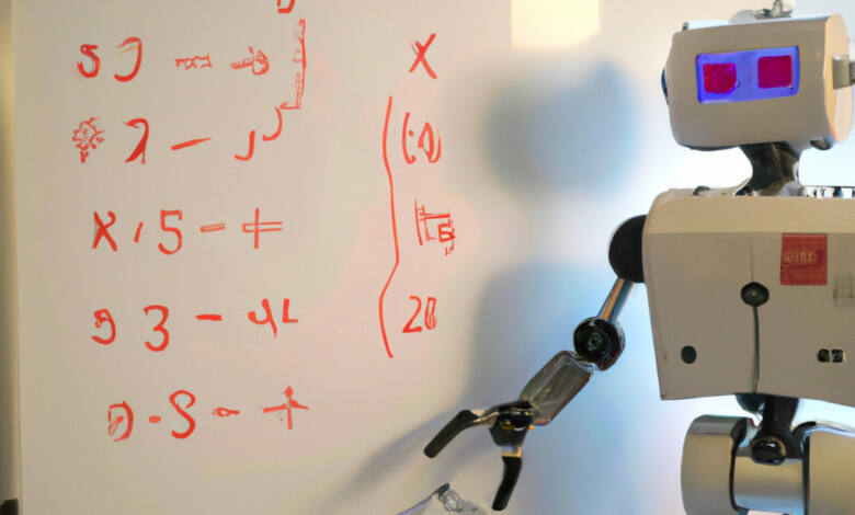 Ein Roboter, der Mathematik lehrt. Und nein, das ist kein Foto. (Bild: Christian Rentrop/Dall-E2)