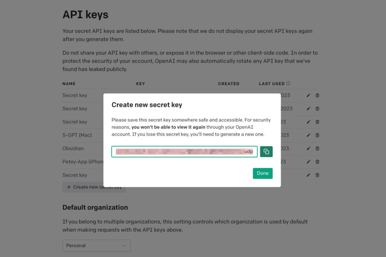 OpenAI API-key erstellen