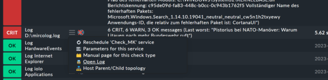 log-service in cmk.