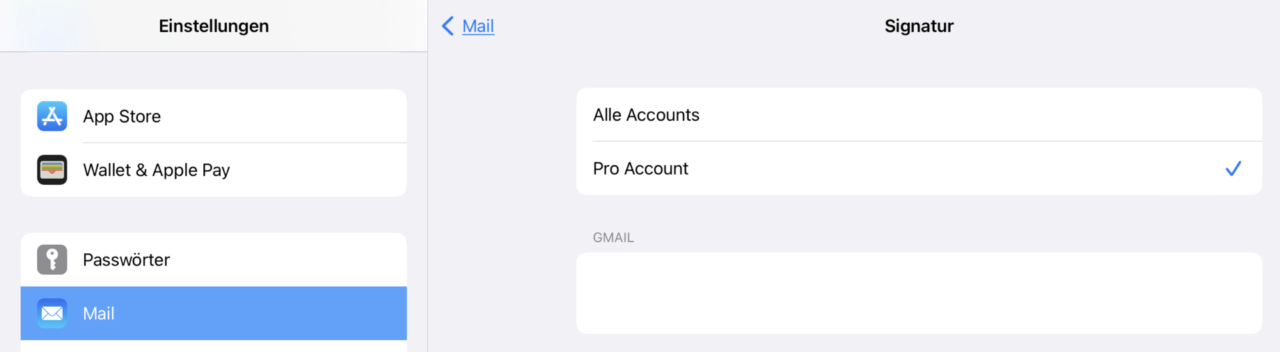 Die Mail-App in iOS/iPadOS bietet keine Formatierungsoption.