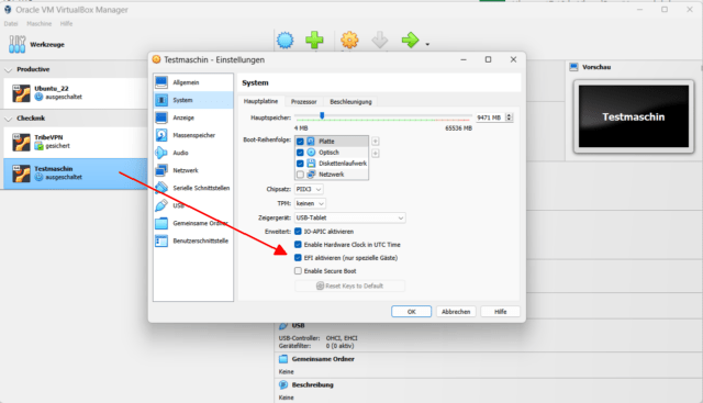 efi-einstellungen in virtualbox.