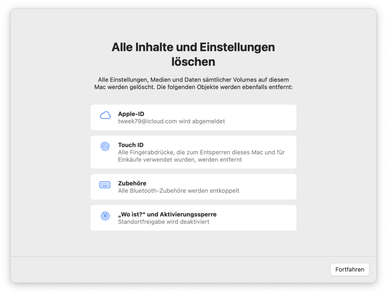 Der praktische Löschassistent setzt den Mac komplett zurück. Das ist deutlich einfacher als bei älteren Mac OS X-Versionen.