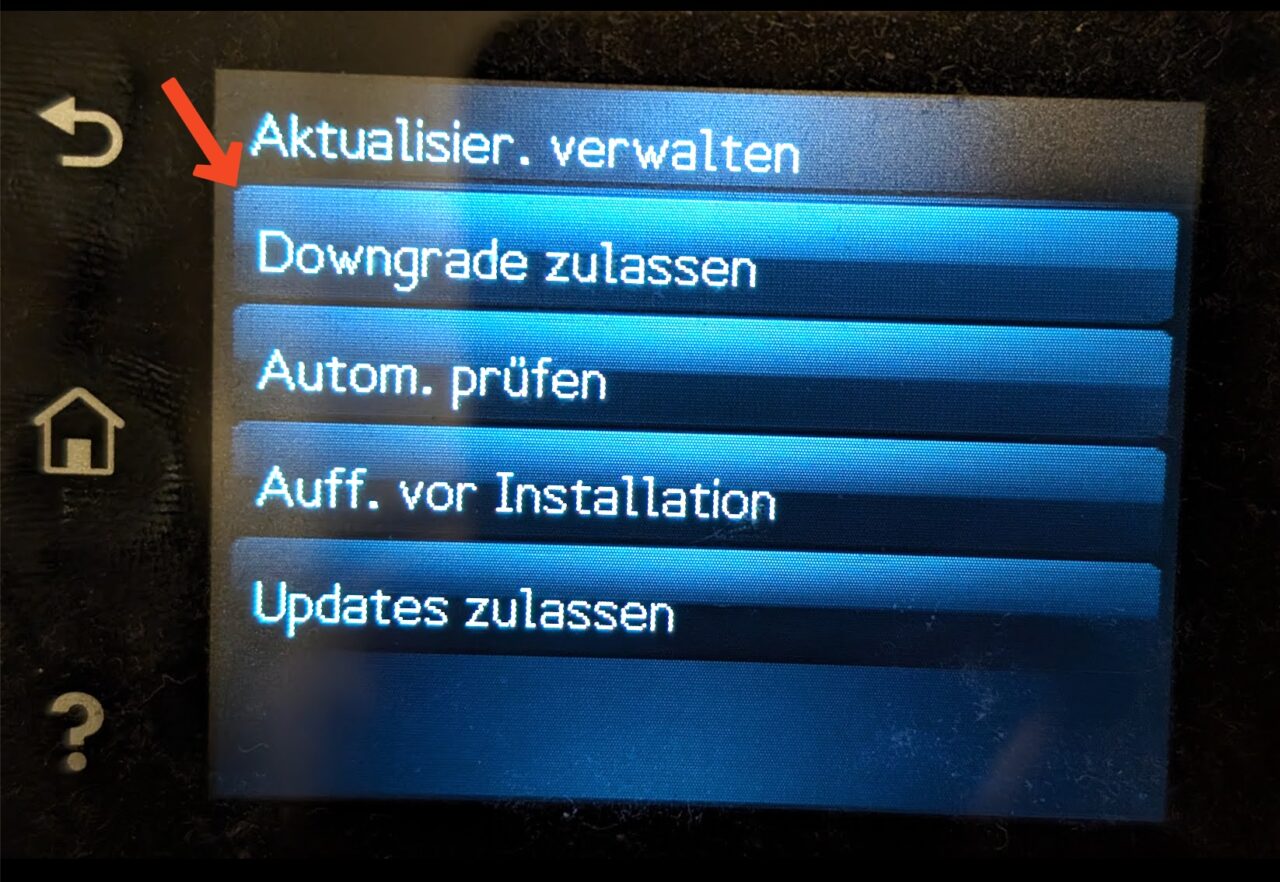 Downgrade zulassen HP-Firmware